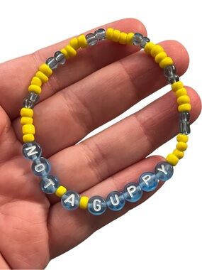 The Little Mermaid Flounder Inspired "Not A Guppy" Beaded Stretch Bracelet